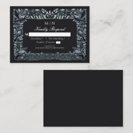 魅惑のゴシックレーヴ結婚フローラのシルバーRSVP エンクロージャーカード
