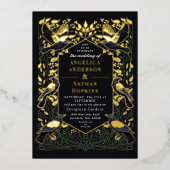 魅惑のゴシック風のフローラグリーン結婚ズ 箔招待状 (正面)