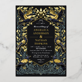 魅惑のゴシック風のフローラ結婚ズ 箔招待状