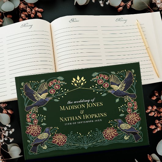 魅惑のゴシック風のレーヴェン・ダリア・スナップドラゴン結婚ズ ゲストブック