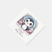魅惑のシンプルペンギン赤ちゃんシャワー スタンダードカクテルナプキン (角)