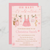 魅惑のスノーフレークベイビーシャワー　～あなたの女の子のための～ 招待状 (正面/裏面)