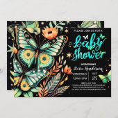 魅惑のセージのフラッタベビーシャワー 招待状 (正面/裏面)