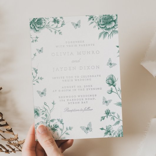 魅惑のセージ&シルバー結婚ズ 箔招待状