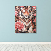 魅惑のタイガーピンクの花 キャンバスプリント (インサイチュ (ウッドフロア))