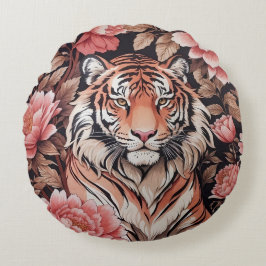 魅惑のタイガーピンクの花 ラウンドクッション
