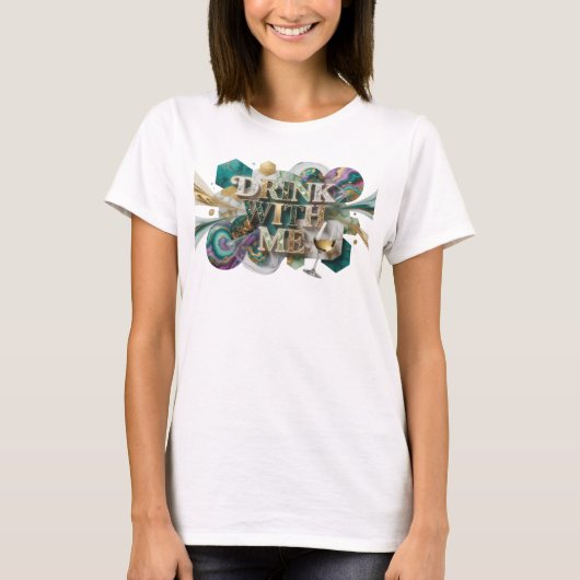 魅惑のターコイズブルー DRINK+WITH+ME オリジナルTシャツ Tシャツ (正面)