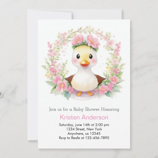 魅惑のダックパレード ベビーシャワー 招待状 (正面)