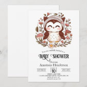 魅惑のチャーミングフクロウベビーシャワー 招待状 (正面/裏面)