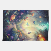 魅惑のトワイライトガーデン – 魔法の森の贈り物 キッチンタオル (横)