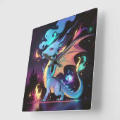 魅惑のドラゴンの火 スクエア壁時計 (傾斜)