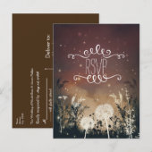 魅惑のナイトスカイ 星と葉のRSVP インビテーションポストカード (正面/裏面)