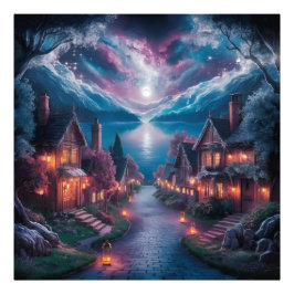 魅惑のナイトビレッジ – クリスマスウォールアート フォトプリント