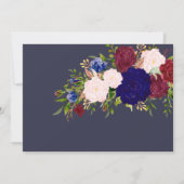 魅惑のネイビーブルーブルゴーニュピンクの花カスタム咲き サンキューカード (裏面)