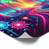 魅惑のネオンの森鮮やか白熱［赤熱］光を放つ木 ポスター (角)