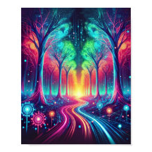 魅惑のネオンの森鮮やか白熱［赤熱］光を放つ木