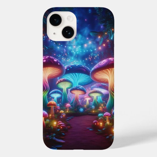 魅惑のネオンマッシュルームの森 - 魔法の輝くF Case-Mate iPhoneケース (裏面)