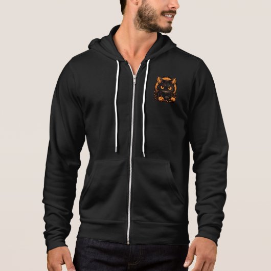 魅惑のハロウィン: カボチャの中の黒猫 パーカ (正面)
