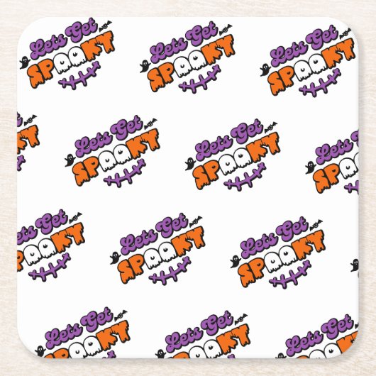 魅惑のハロウィーンの設定を取得不気味 スクエアペーパーコースター (正面)