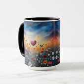 魅惑のハートとワイルドフラワーマグ マグカップ (正面左)