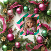 魅惑のピンクと緑の冬のワンダーランドの写真 シーズンカード