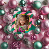 魅惑のピンクと緑の冬のワンダーランドの写真 シーズンカード