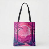 魅惑のピンクの月：マンガアート トートバッグ (正面)