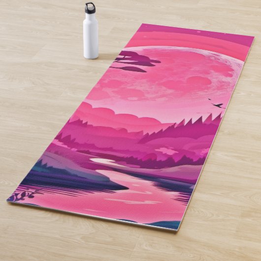 魅惑のピンクの月：マンガアート ヨガマット (インサイチュ)