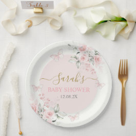 魅惑のピンクの蝶 ペーパープレート