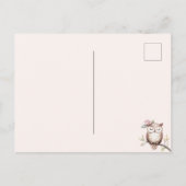 魅惑のピンクローズフローラ考えフクロウの ポストカード (裏面)