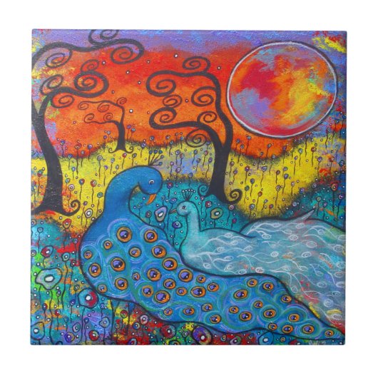 魅惑のピーコックスのアートタイル タイル (正面)