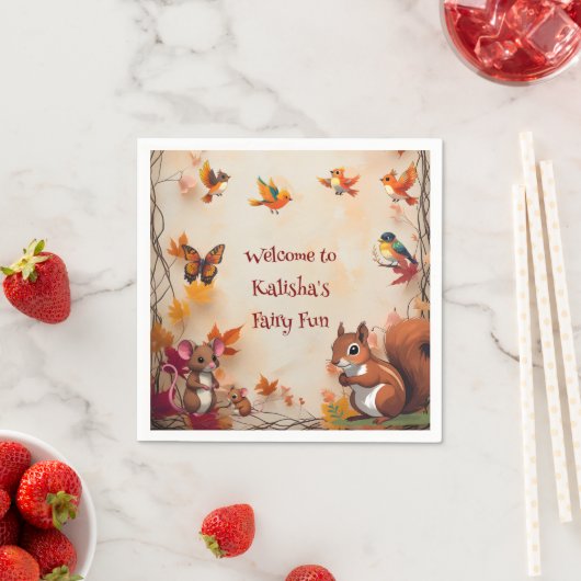 魅惑のファンタジー秋秋の森の動物 スタンダードカクテルナプキン (インサイチュ)