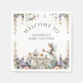 魅惑のフェアリー茶パーティーフローラベビーガールシャワー スタンダードカクテルナプキン (正面)