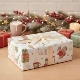 魅惑のフェスティブフレンド クリスマスギフト包装紙 ラッピングペーパー
