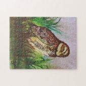 魅惑のフクロウの水彩画 ジグソーパズル (横)