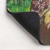 魅惑のフクロウの水彩画 マウスパッド (コーナー)