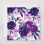 魅惑のフローラバイオレット結婚ウォーターカラーの正方形 招待状 (裏面)