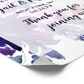 魅惑のフローラパープル結婚の歓迎サイン ポスター (角)