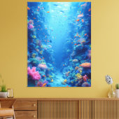 魅惑のブルーデプスとコーラルヒューズ キャンバスプリント (インサイチュ (リビング))