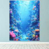 魅惑のブルーデプスとコーラルヒューズ キャンバスプリント (インサイチュ (ウッドフロア))