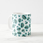 魅惑のブルーマッシュルーム – ホワイトコーヒーマグ コーヒーマグカップ (正面左)