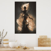 魅惑のホラー白熱［赤熱］光を放つフェアリー抽象芸術 ポスター (キッチン)