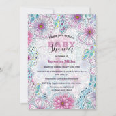 魅惑のボヘミアンメドウフラワーベイビーシャワー 招待状 (正面)
