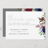 魅惑のマルサラ海軍ブルーピンク結婚ズ サンキューカード (正面/裏面)