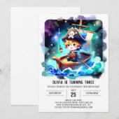 魅惑のミニマリスト海賊誕生日 招待状 (正面/裏面)