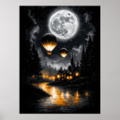 魅惑のムーンライト飛行 – ヴィンテージ熱気球 ポスター (正面)