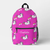 魅惑のユニコーンの夢:ピンクの輝く冒険 プリントバックパック (正面)