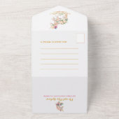 魅惑のユニコーン繊細なベビーガールベイビーシャワー オールインワン招待状 (外側)