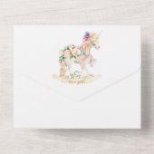 魅惑のユニコーン繊細なベビーガールベイビーシャワー オールインワン招待状 (裏面)