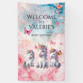 魅惑のユニコーン赤ちゃんシャワーのバナー 横断幕 (縦)